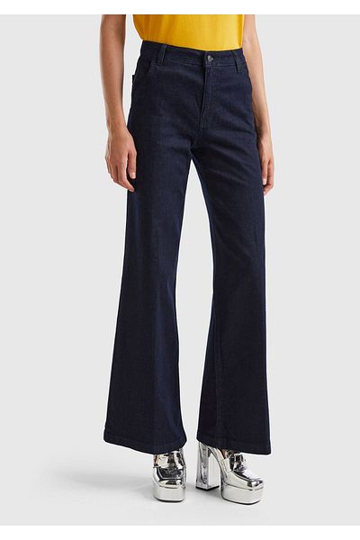 United Colors of Benetton Kadın Lacivert Wide Leg Denim Pantolon