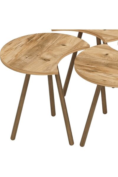 interGO Orta Sehpa Dörtlü Zigon Ahşap Ayaklı - Atlantik Çam