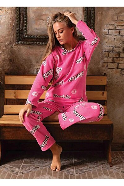 pijamakeyfi Kadın Pijama Takımı Peluşlu Kışlık Sıfır Yaka Havlu Welsoft