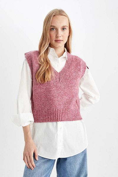 DeFacto Comfortable Cut V-Neck Vest - Coool Y8062Az22Wn