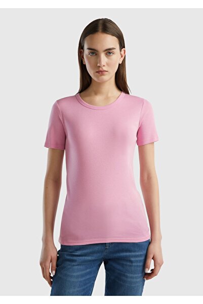 United Colors of Benetton Tricou Koton Roz Deschis pentru Femei - Decolteu Cr...