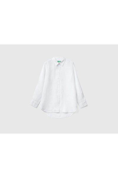 United Colors of Benetton Cămașă albă de damă 100% in