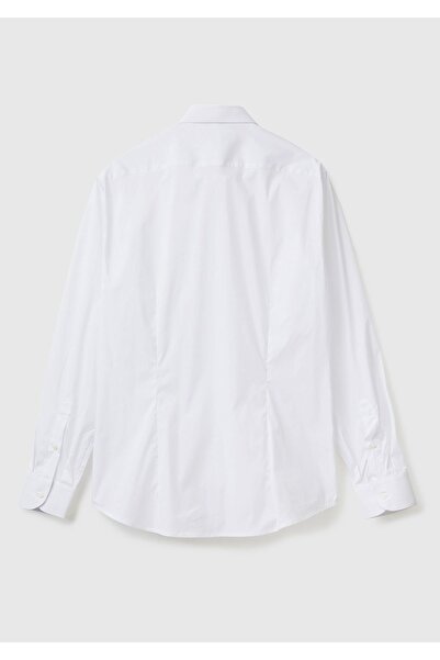 United Colors of Benetton Ανδρικό λευκό ελαστικό πουκάμισο