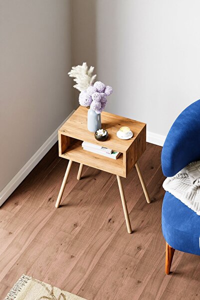 interGO Ahşap Ayaklı Raflı Komodin - Atlantik Çam