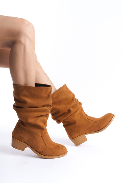 BAKGİY Taba Süet Kadın Çizme Bg1016-117-0001