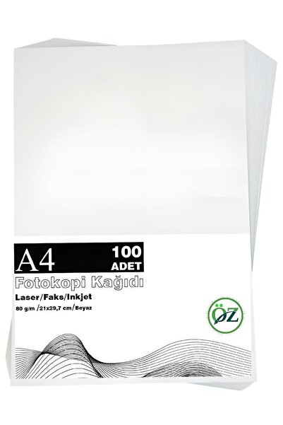 ÖZ KIRTASİYE Öz Kırtasiye A4 80 G/m² Beyaz Fotokopi Kağıdı 100'lü