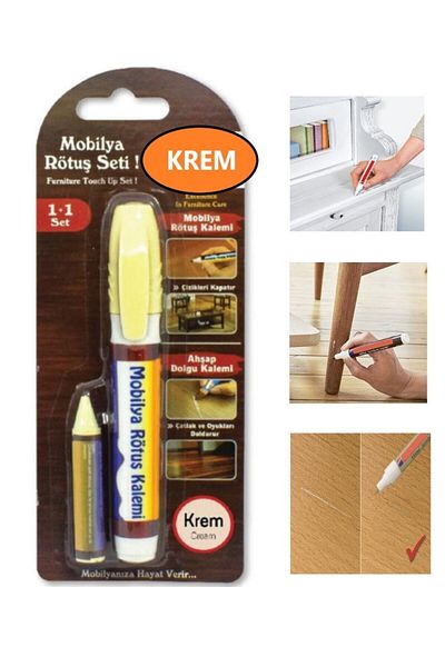 ŞENEL Yapı Market Furniture Touch Up Set + Wooden Filler Pen Scratch Crack Concealer Set of 2 Anthracite Cream