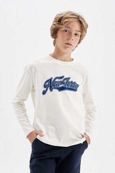 DeFacto Boy's Crew Neck Printed Long Sleeve T-Shirt - D0990A824Au