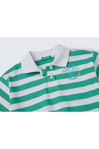United Colors of Benetton Koszulka polo dla dziewcząt z elastycznym pasem i emblematem Pique