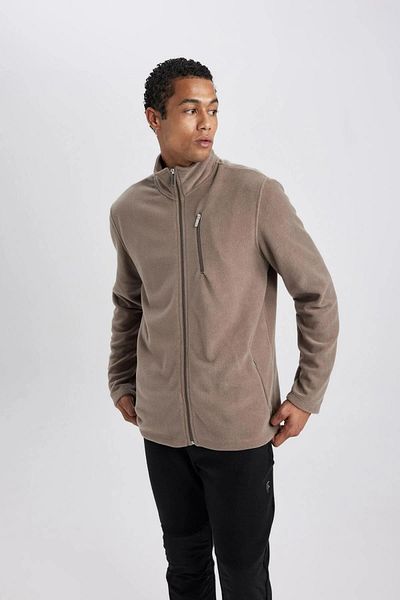 DeFacto Φούτερ με φερμουάρ Fleece Regular Fit - Stand γιακά και τσέπες B3114ax23au