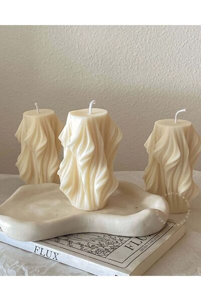 SCA CANDLE Dekoratif Mum Dalga model Kırık Beyaz Renk 12x9 Cm Tekli Ürün