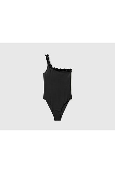 United Colors of Benetton Costum de baie negru pentru femei cu un singur umăr