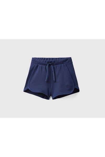 United Colors of Benetton Marineblaue Sweatshorts mit Logo-Stickerei für Mädchen Marineblau