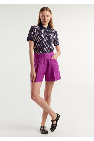 United Colors of Benetton Women's Purple 100% Linen Short Shorts