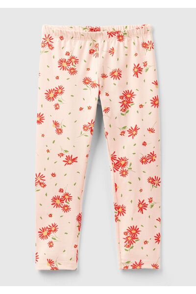 United Colors of Benetton Girl's Light Pink Mix All-Over Patterned Slim Fit S...