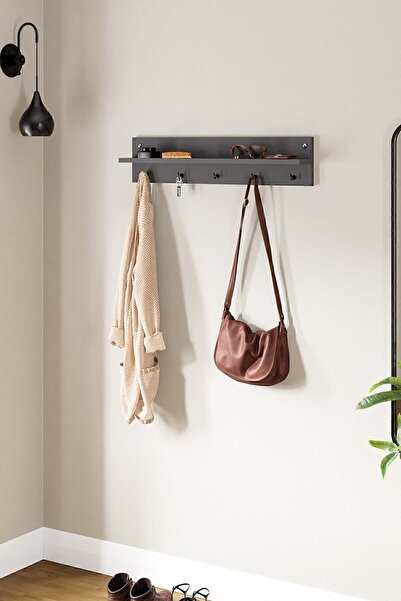 interGO Modern Duvar Askısı Portmanto Askılık Vestiyer Antrasit Gri