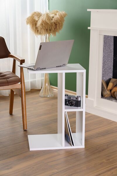 interGO Raflı Yan Sehpa Koltuk Sehpası C Sehpa Zigon Sehpa Servis Sehpası