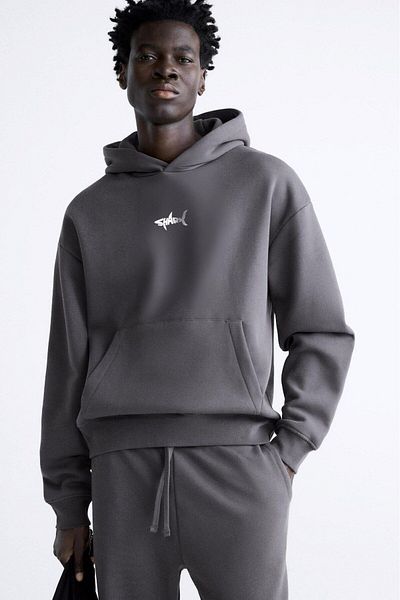The Champ Clothing Φούτερ με κουκούλα Fleece Shark με στάμπα καπνιστό Oversize Hoodie