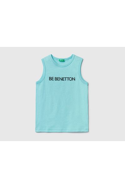 United Colors of Benetton Erkek Çocuk Su Yeşili Benetton Yazılı Penye Atlet