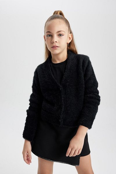DeFacto V-Neck Girl's Cardigan - B5892A823Wn