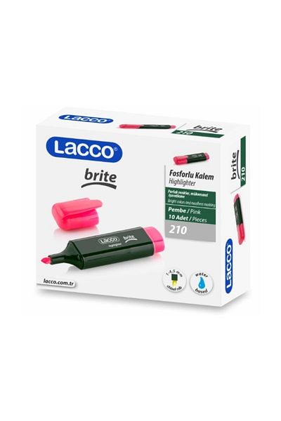 Lacco BRITE 210 Highlighter - Pink 10-PIECE BOX