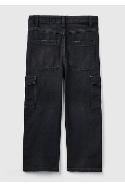 United Colors of Benetton Girl - Black Cargo Pocket Denim Trousers