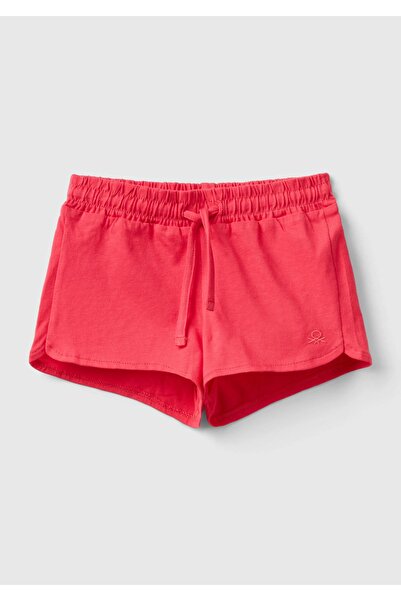 United Colors of Benetton Kız Çocuk Fuşya Önü Logo İşlemeli Beli Büzgülü Mini...