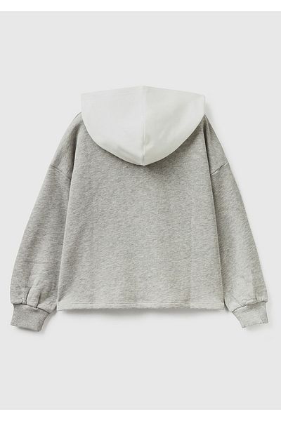 United Colors of Benetton Hanorac pentru fete cu logo-ul bloc de culoare crem imprimat