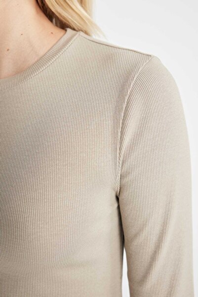 DeFacto Κοτλέ Καμιζόλα - Μακρυμάνικο T-Shirt με λαιμόκοψη