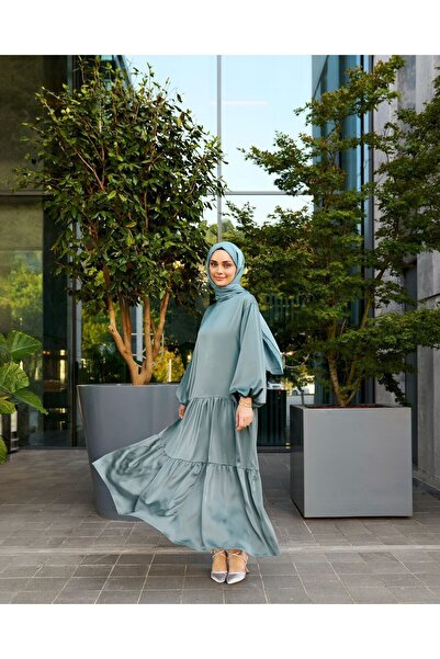 Azeem Rima Saten Tesettür Abiye, Saten Elbise, Özel Gün Elbisesi, Mezuniyet E...