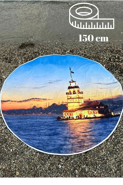 Beyzateks Tekstil Στρογγυλό χαλάκι για πικνίκ παραλίας και κάμπινγκ 150 εκ