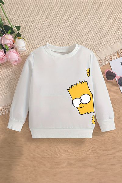 MYADA Hanorac oversize pentru copii cu imprimeu Simpsons cu fleece în interior 15757
