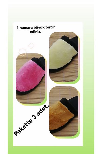Pazzarro 3 Pieces of Furry and Soft Washable Women's Slippers - Package