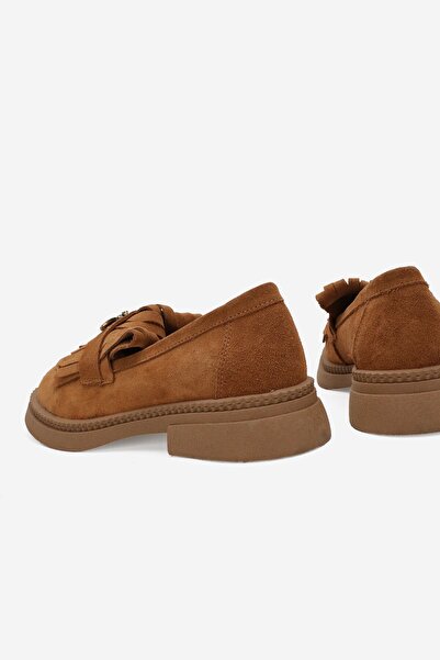 TUNAELLİ Дамски мокасини от велур в кафяво - размер 36-41, с пискюли и естествена кожа