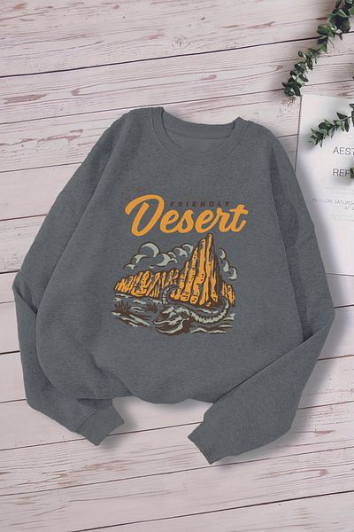 MYADA Style Premium Desert - Детски суитшърт с принт на пустинен вятър, голям размер 14297