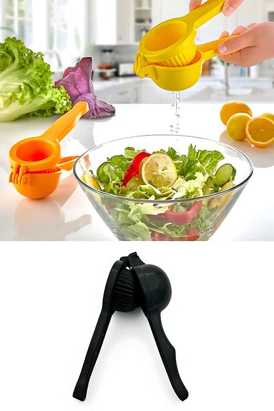 Selenica 2 Pieces Kitchen Set; Hard Plastic Lemon Squeezer, Stainless Steel Garlic Masher