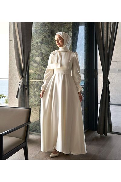 Azeem Mia Hijab Evening Dress, Engagement Dress, Satin Dress, Graduation Dress, Promise Dress