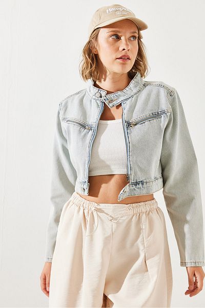 Bianco Lucci Kurze Biker-Jeansjacke für Damen – 2277 60251791