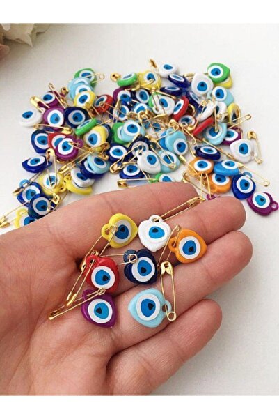 312 KONSEPT 100 Adet Karışık Renkli Çengelli Iğneli Çatal Iğneli Nazar Boncuğu