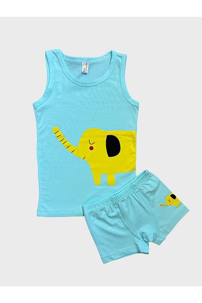 Fil Kids Set boxer pentru băiat, albastru Safari, cu model elefant, din bumbac