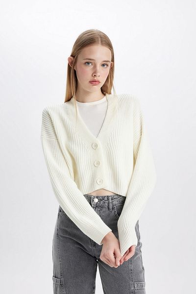 DeFacto Strickjacke mit V-Ausschnitt und normaler Passform