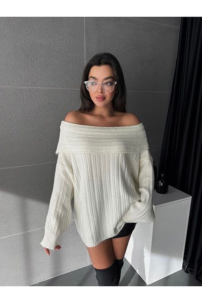 Kurtayfashion Women's Madonna Collar Knitwear Sweater