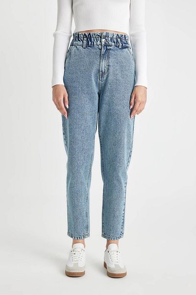 DeFacto Waschbare, knöchellange Jeans mit hoher Taille – Paperbag-Hose
