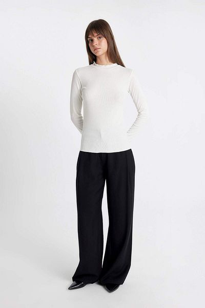 DeFacto Half Turtleneck Ribbed Camisole Basic Plain Long Sleeve T-Shirt Tunic 3155241