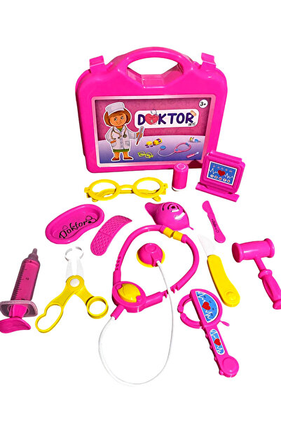 SAZE Çantalı Plastik Renkli Doktor Seti Oyuncak pembe kız cocuk doktor oyunca...