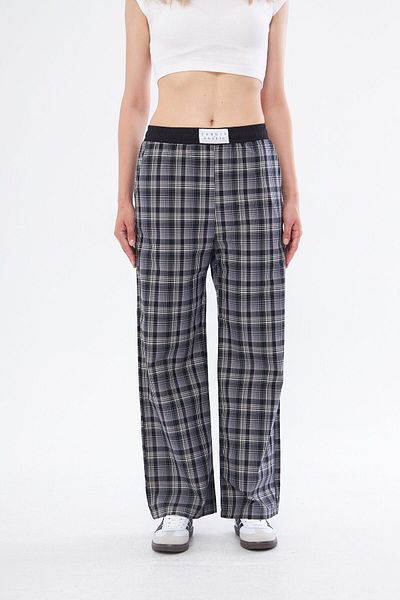 Jardin du Soleil High Waist Plaid Boyfriend Pants - 100% Cotton