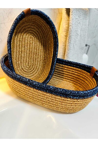 JÜTEX HOME Coș de interior cu model din răchită din iută de lux - Coș de orga...