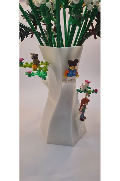 Maflen Lego Flower Compatible Special Design Decorative Vase Bioplastic White (Flowers Are Not Included)