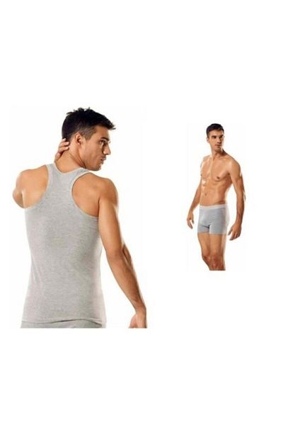 Tutku Ανδρικό γκρι Lycra Ribbed Athlete Athlete and Boxer Σετ 8 τεμαχίων