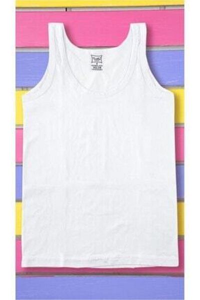 Tutku Tricot de corp alb cu bretele late pentru băiat, pachet de 3
